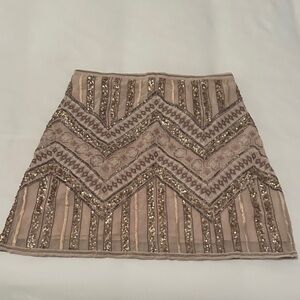 Anthropologie Gold and Cream Mini Skirt